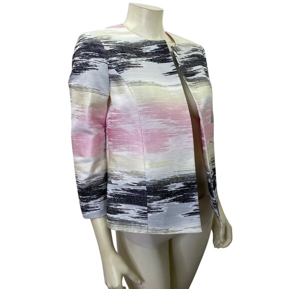 Kasper Womens Multicolored Texture‎ Open Front Blazer Jacket Size 6 - Picture 3 of 6